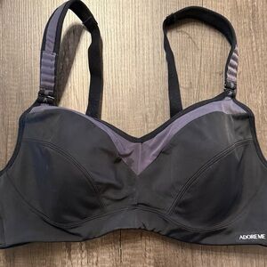Adore Me Black & Charcoal Wireless Support Sports Bra